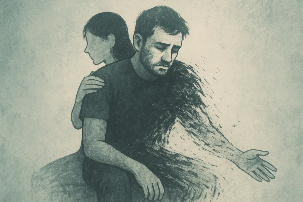 Abstract image of a man fading into the background, symbolizing emotional invisibility in relationships