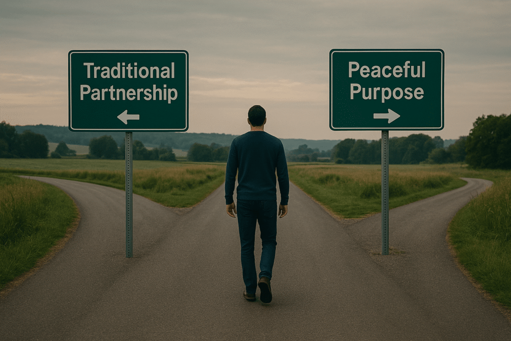 Conceptual photo representing shift away from traditional relationships by modern men