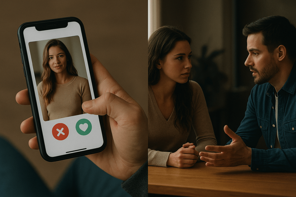 Modern dating fatigue: man overwhelmed by dating apps and superficiality