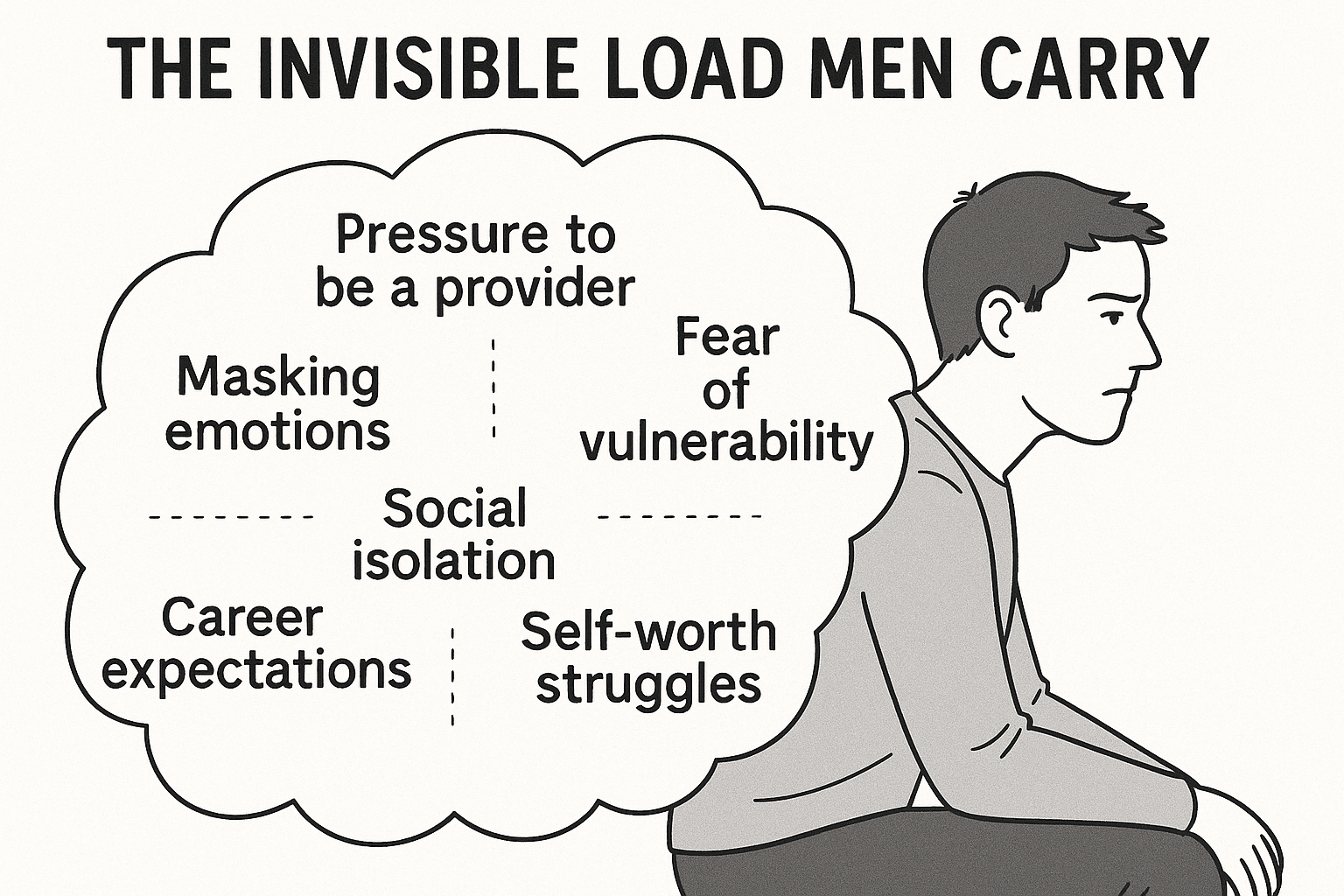 Infographic showing how men feel emotionally overextended in relationships