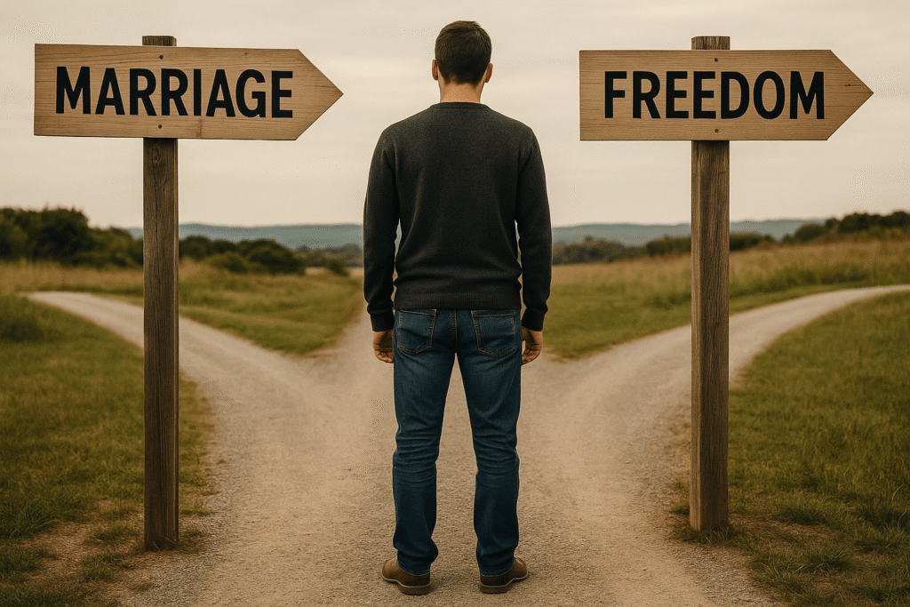 Man facing relationship choices with emotional and legal consequences