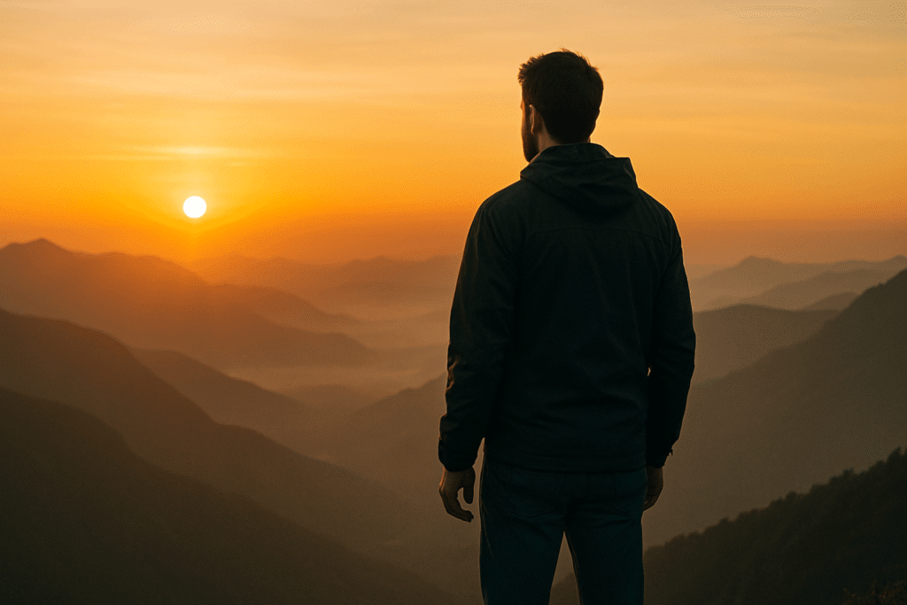 Man finding peace alone after leaving modern relationships behind
