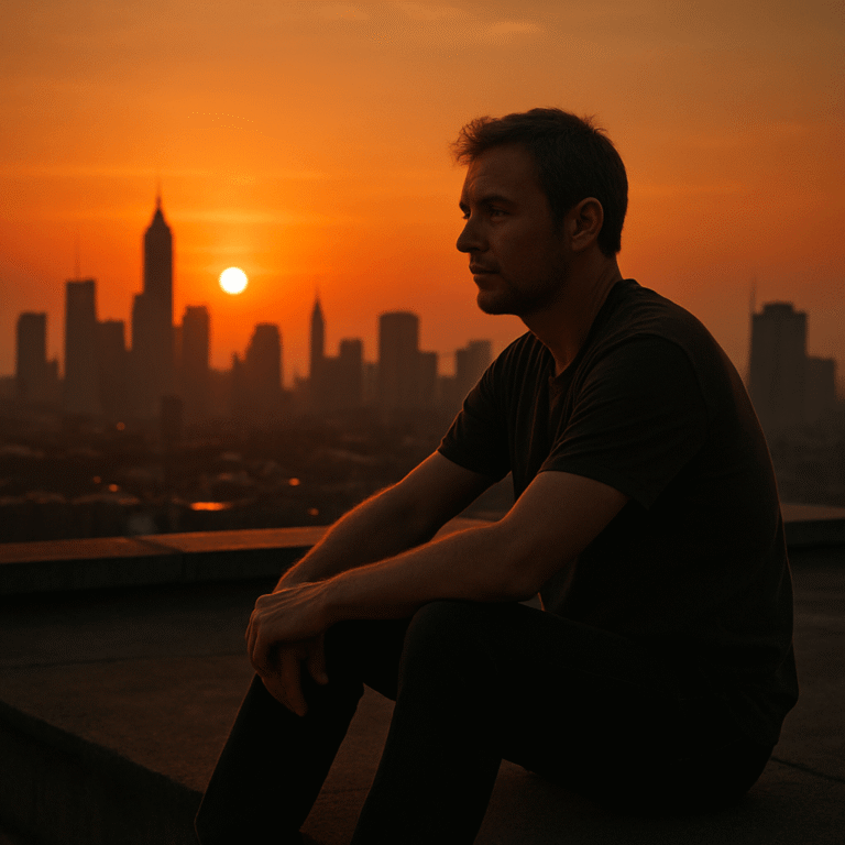 Man choosing solitude over modern relationships on rooftop in 2025