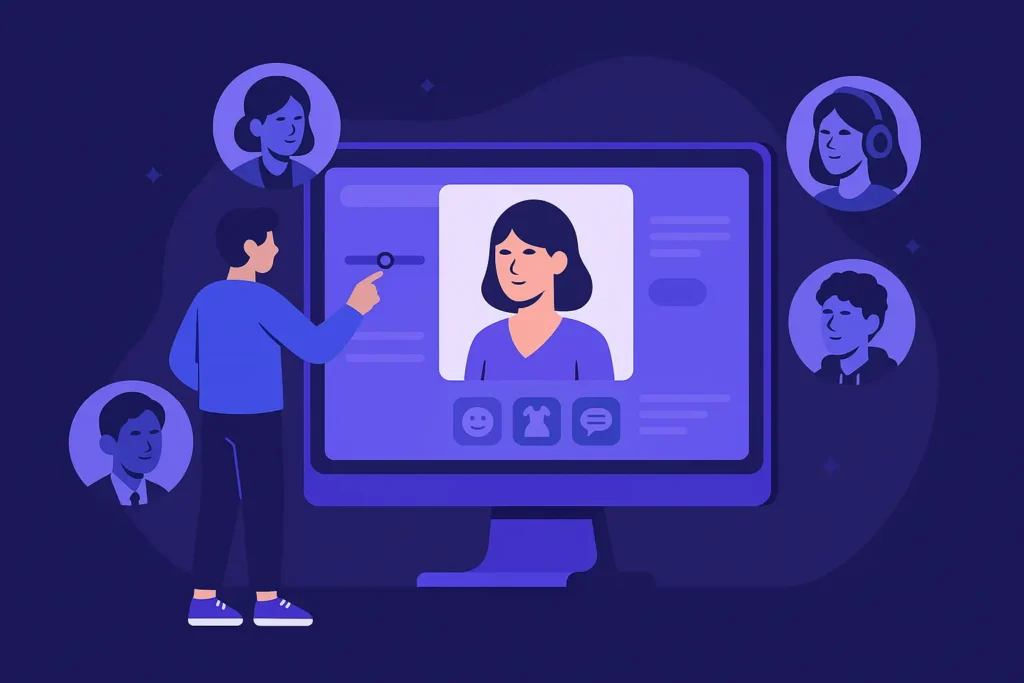 User customizing AI character on SpicyChat.AI interface — illustrating creative roleplay and personality building features.