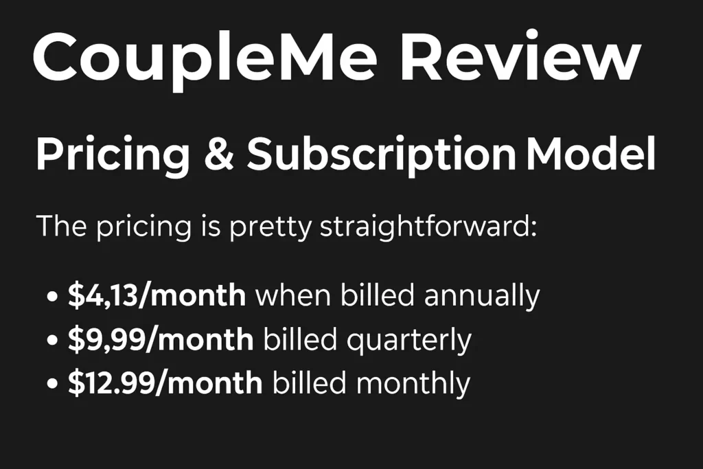 CoupleMe review Pricing & Subscription Model